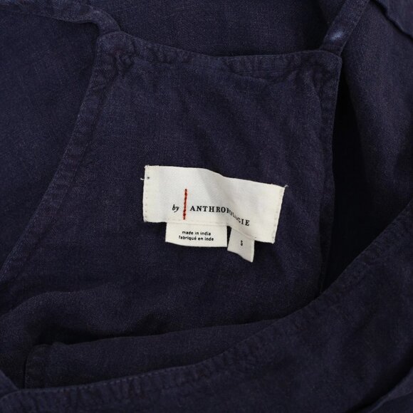 By Anthropologie Linen Wide-Leg Overalls Denim Jumpsuit Solid S - Picture 5 of 5